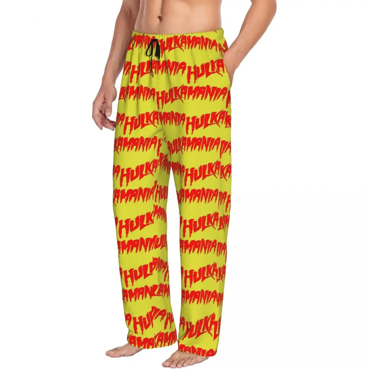 Custom Hulk Hogan Hulkamania Pajama Pants Men Sleepwear Sleep Lounge Bottoms with Pockets