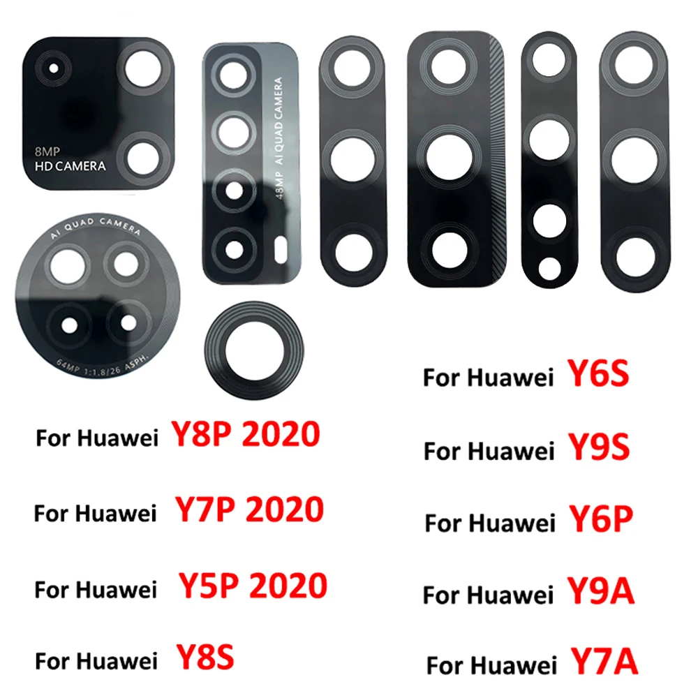 50Pcs,NEW Rear Back Camera glass Lens With Adhesive For Huawei Y7A Y9A Y9S Y8S Y6s Y6P Y5P Y8P Y7P 2020 Y9 Prime 2019