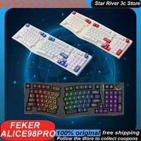 Feker Alice98pro Mechanical Keyboard  Wireless 3mode Ergonomics Multi Functional Knob Hot Swap Rgb Customized Gaming Keyboard