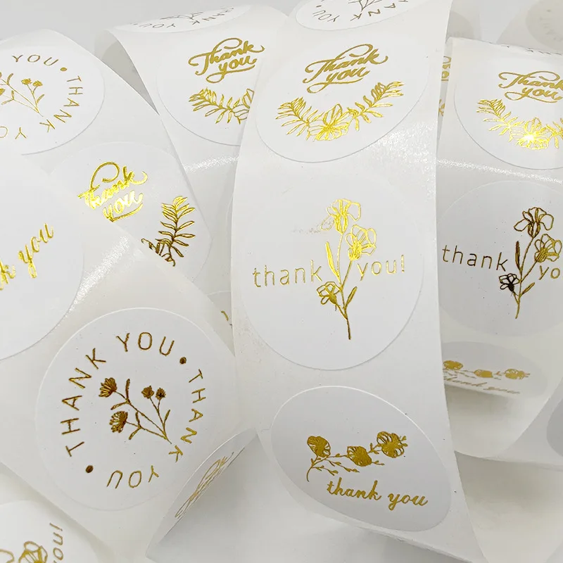 100-500Pcs Gold Foil Thank You Stickers for Gift Card Box Package Party Wrapping Decorate Baking Food Small Business 1Inch/2.5CM