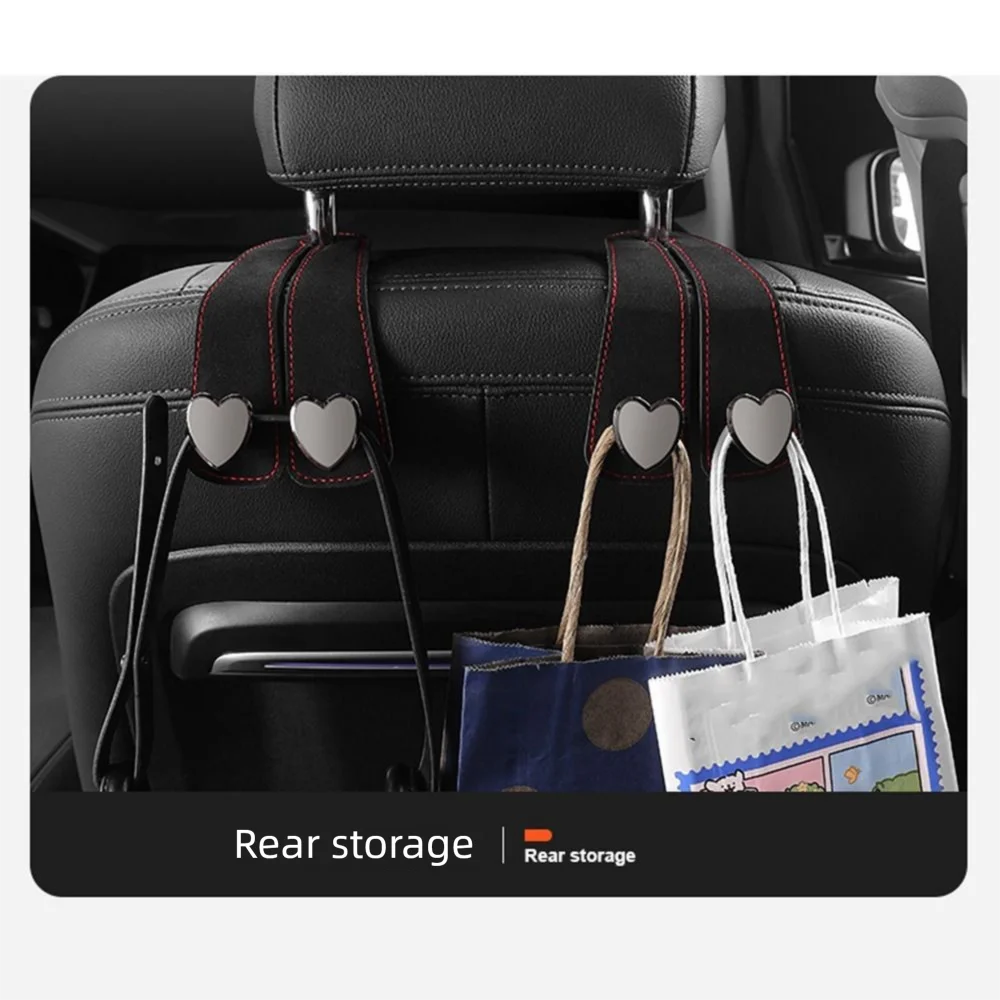 

Heart Shape Car Seat Headrest Hooks Universal Space-Saving Car Rear Seat Hanger Easy to Install Double Hook