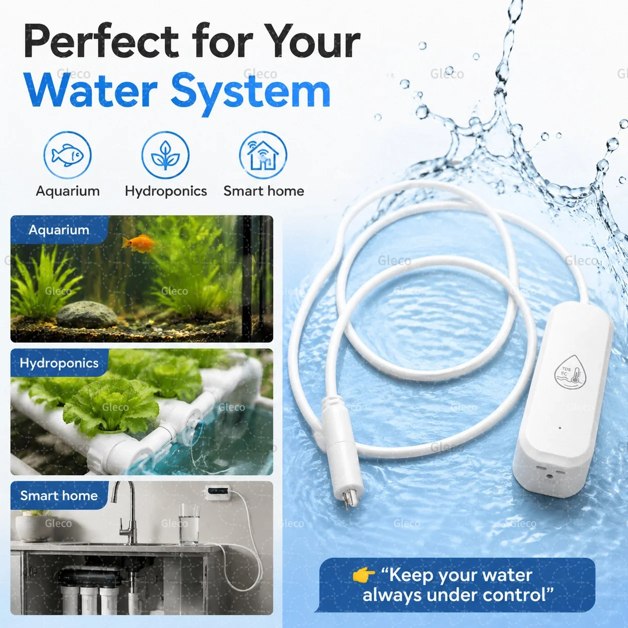 7in1 Zigbee Wasserqualitätssensor Temperatur- und Feuchtigkeitsmesser TDS EC Salzgehalt SG Tester Hausautomation für Home Assistant 2MQTT – Detail 9