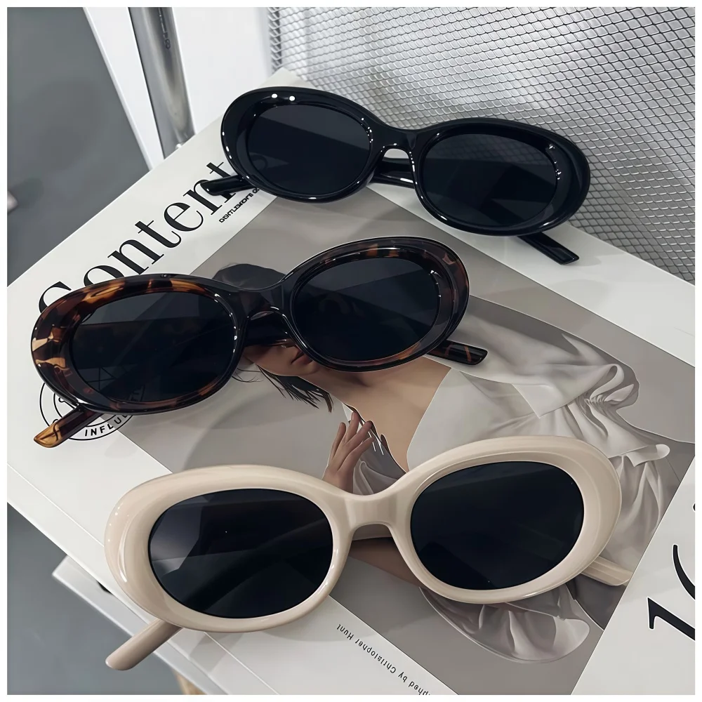 Koreanische Retro-Sonnenbrille mit ovalem, kleinem Rahmen für Männer und Frauen, personalisierter Spicy-Girl-Stil, modischer Sonnenschutz für unterwegs