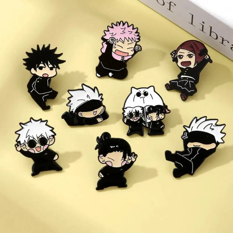 8pcs Anime Itadori Yuji Enamel Pins Set Cartoon Gojo Satoru Broochs Creative Metal Badges Jewelry For Hats Backpack Friens Gifts view 2