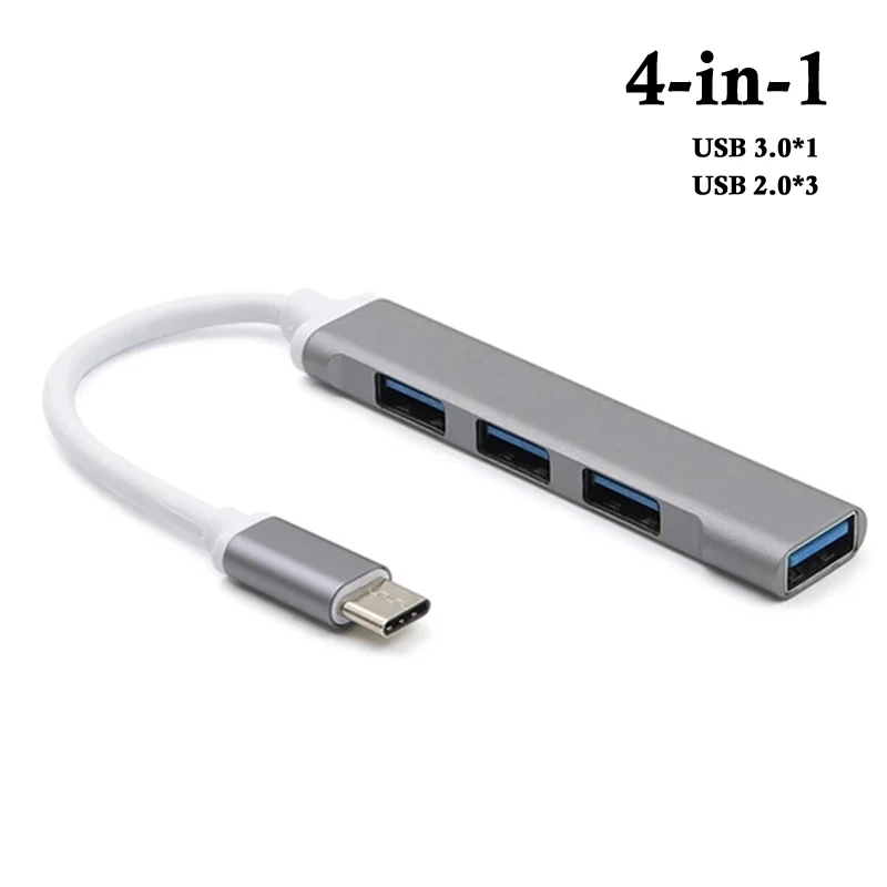 4 In1 USB Hub 4 Ports USB Type-C Multifunctional Hub With USB 2.0 3.0 OTG Function USB Splitter Adapter Compatible For Laptop PC