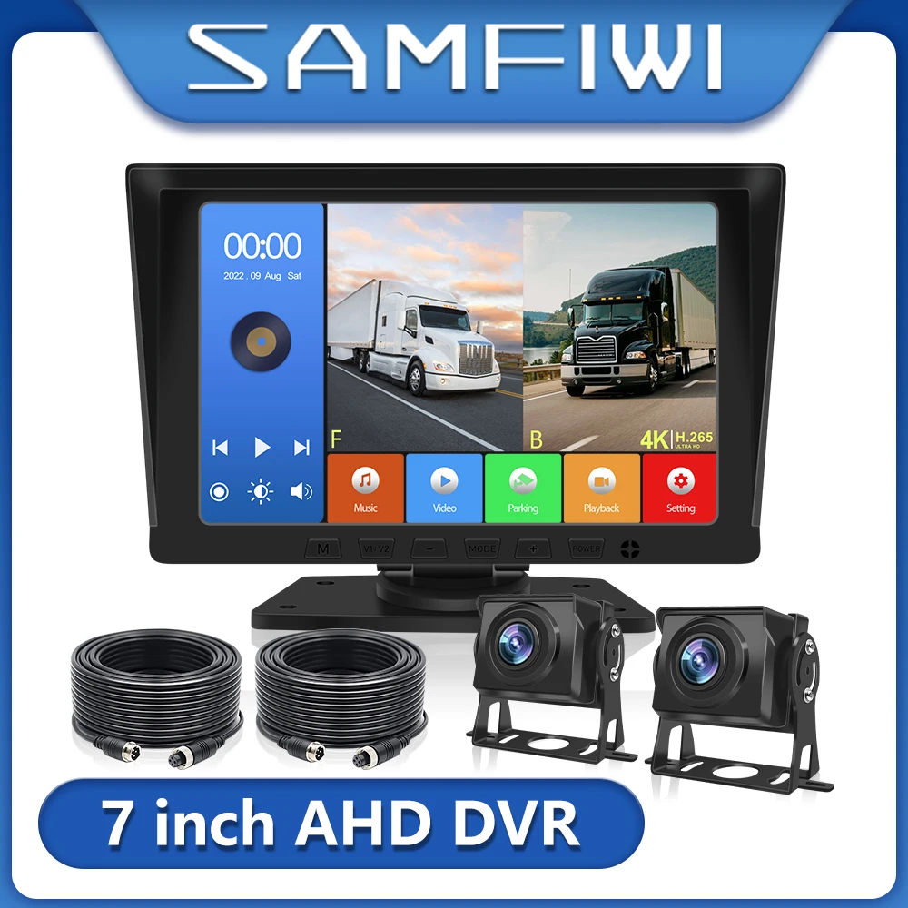 

7 inch IPS MP5 Screen Heavy Vehicle Driving Parking Recorder System 2CH AHD Camera For Truck Rear View Monitor HD Night Vision