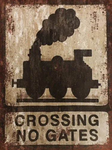Railway Crossing No Gates warning sign vintage style Metal Sign garage shed a4