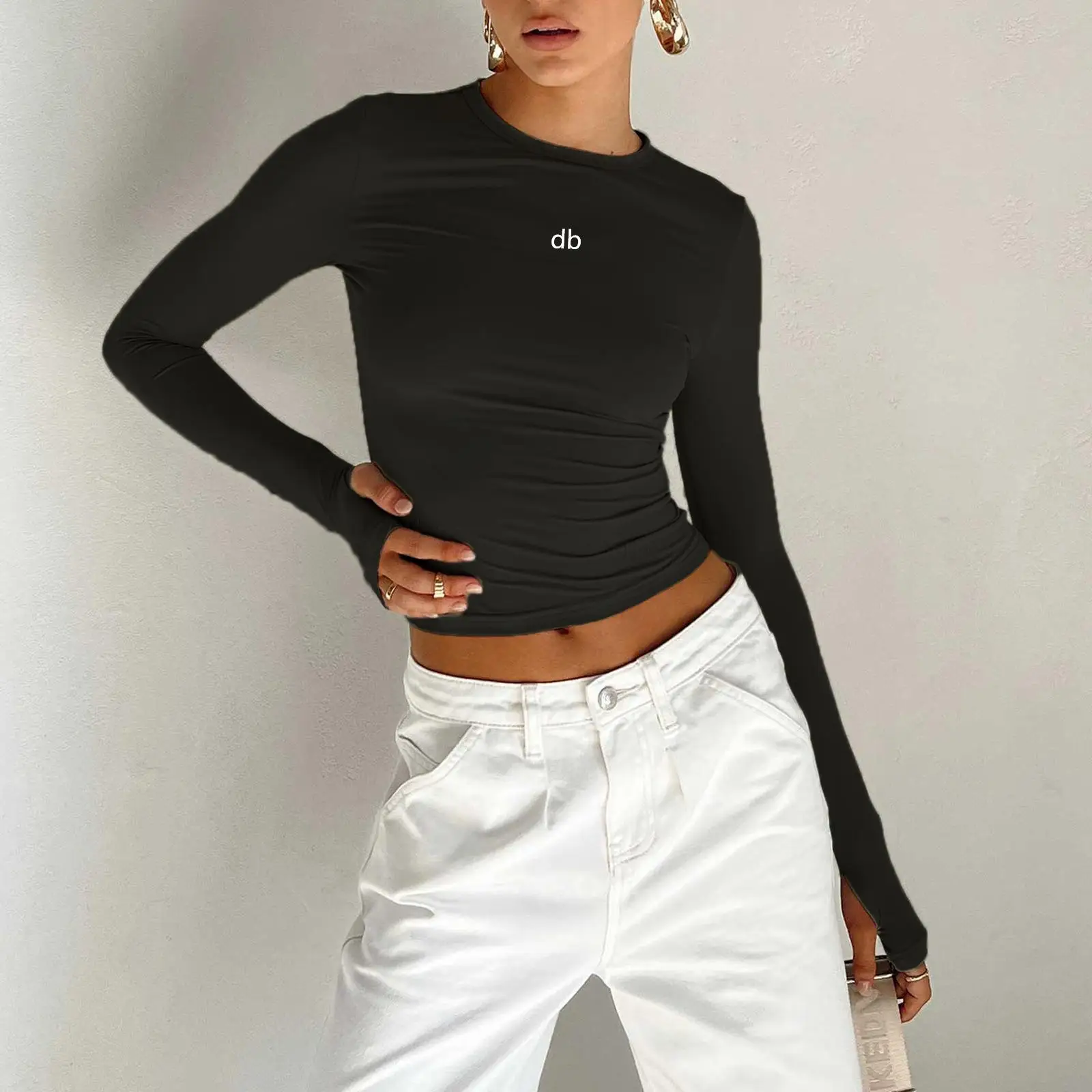 2026 Lady's New Round-neck Solid-color T-shirt - Slim-fitting, Versatile, Suitable for Fitness, Yoga and Sports, Long-sleeved