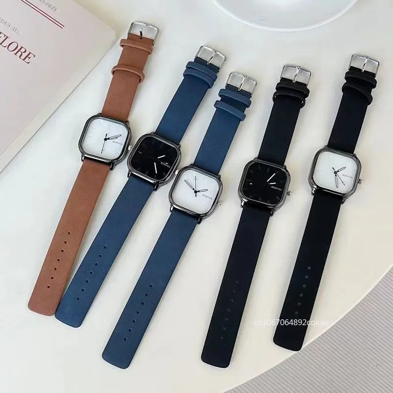 Simple Square Dial PU Leather Quartz Men Business Watch Fashion Wristwatch for Men Clock for Women Montre Homme Reloj Hombre