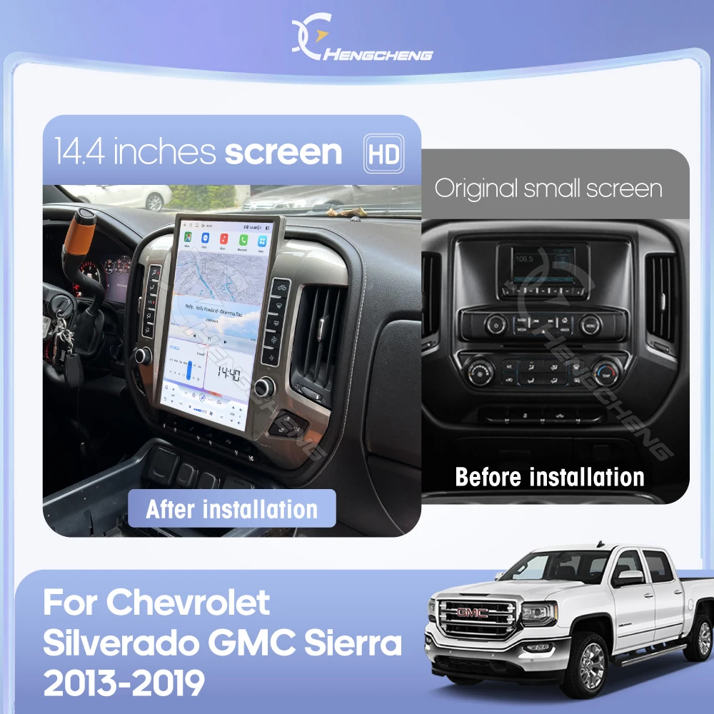 NEW 14.4inch Car MultimediaVideoPlayer For Chevrolet Silverado GMC Sierra 2013-2019 Android13 GPS Navigation Carplay 4G Wifi 360