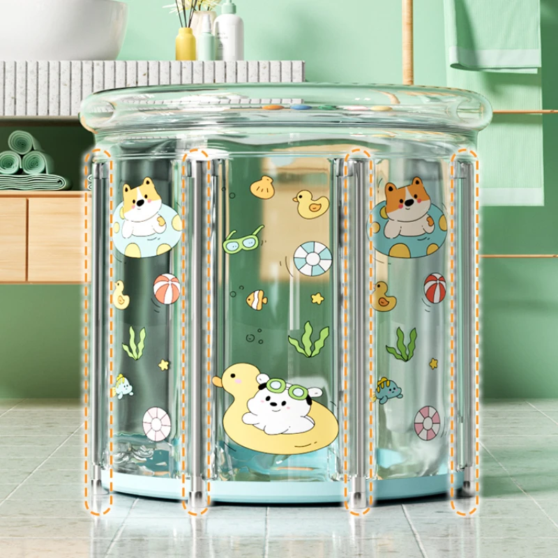Inflatable Swimming Pool for Children Baby Bath Bucket Children Bath Tub Thickened Folding Bath Bucket Indoor Swimming Pool