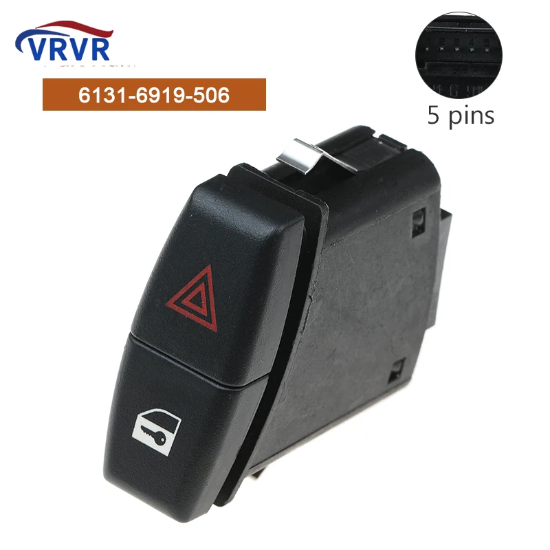 6131-6919-506 61316919506 5 Pins Emergency Switch Hazard Warning Switch For BMW 1 3 5 Series X1 X3 X5 X6