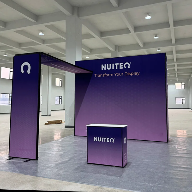 Nuovo design in tessuto di tensione con telaio in alluminio 6x6 m Cabina per esposizioni moderne per esposizioni commerciali per esposizione