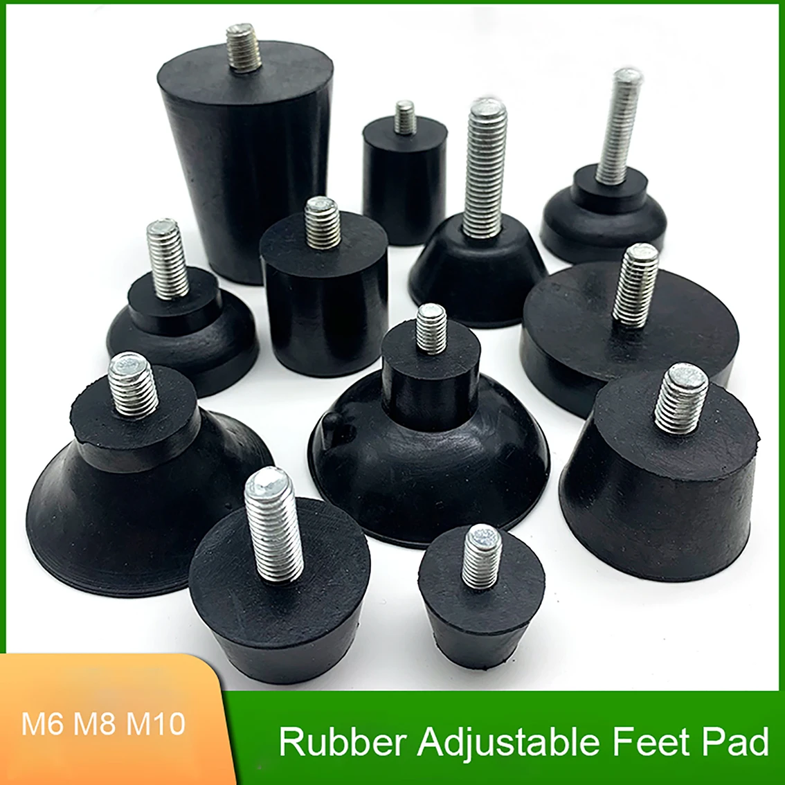 1-10Pcs Black Rubber Adjustable Feet Pad Screw Chairs Furniture Leg Table Leveling Feet Pad Screw Anti-skid M6 M8 M10