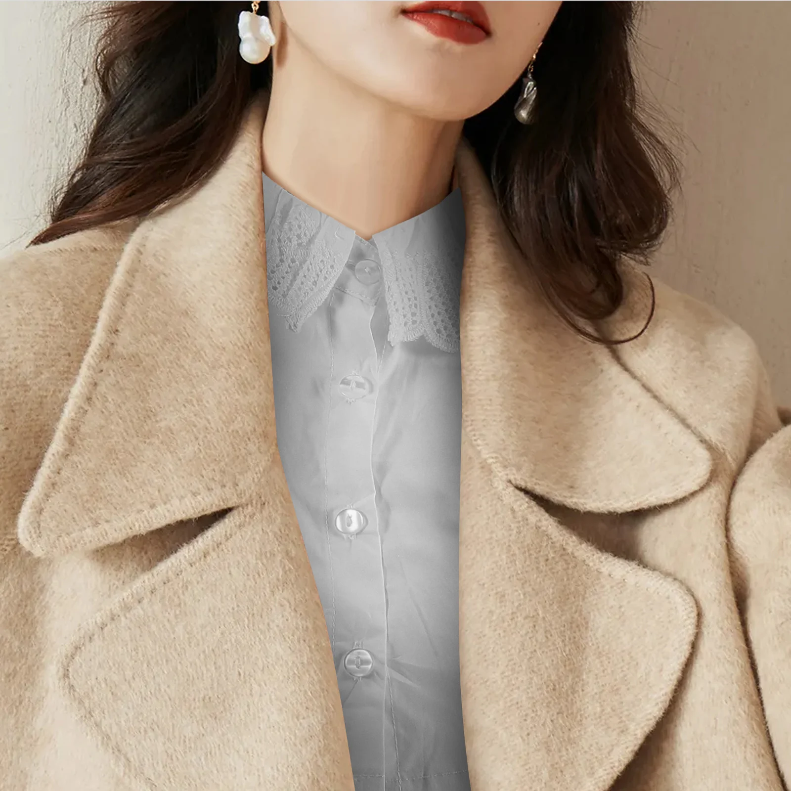 ياقة مزيفة من القطن، ياقة صناعية أنيقة قابلة للإزالة للنساء، فستان قميص، ملابس عصرية متعددة الاستخدامات، مريحة وسهلة الاستخدام #6