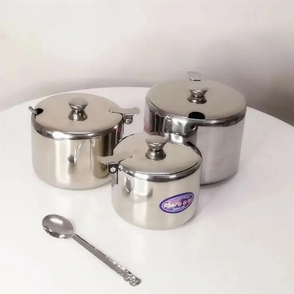 1Pcs Mini Sugar Container with Lid Spoon Sauce Cans Sugar Jam Salt Pot Seasoning Pot Spice Storage Jar Kitchen Supplies