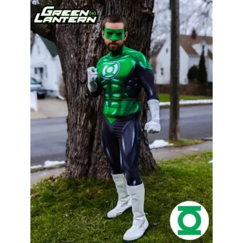Kostiumy Cosplay Lampion Zielony dla Dorosłych i Dzieci, Męskie, Chłopięce, Zentai, Kombinezon, Strój Superbohatera na Halloween