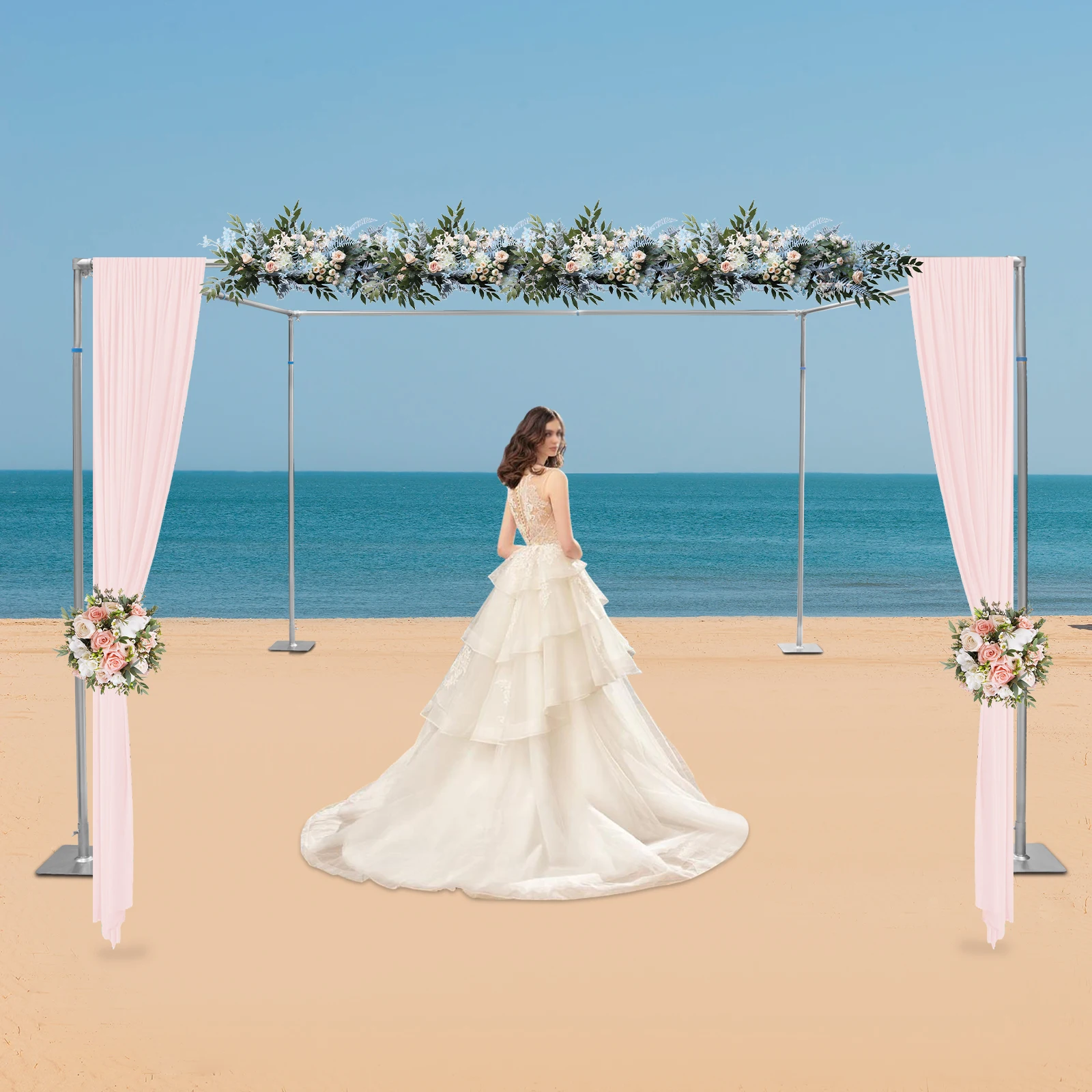 3*3*3M Adjustable 4 Post Hardware Kit Outdoor Wedding Party Stand, 4 Post Backdrop Stand Kit