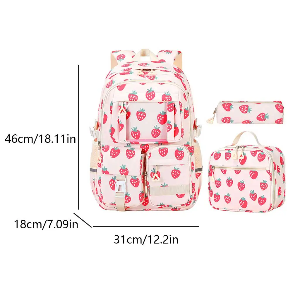مجموعة من 3 قطع حقيبة كتب مدرسية للأطفال مع حقيبة غداء مقلمة حقيبة ظهر مدرسية خفيفة الوزن لفتيات طلاب المدارس الابتدائية المتوسطة