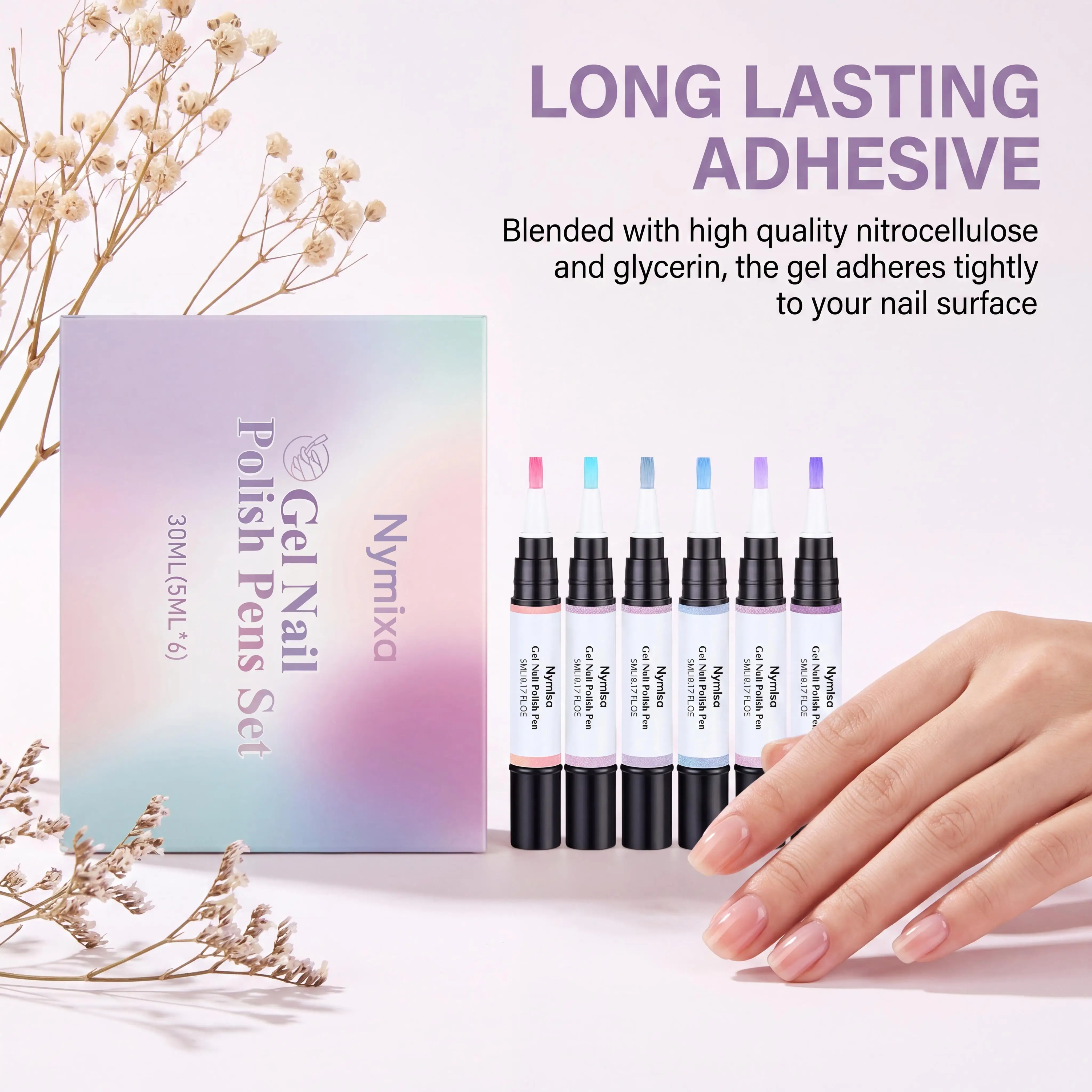 One-Step Gel Nail Polish Pens Set 6 Pearl Colors Gel Polish Set Waterproof Easy To Use DIY Nail Art Marker Pens For Beginners view 4