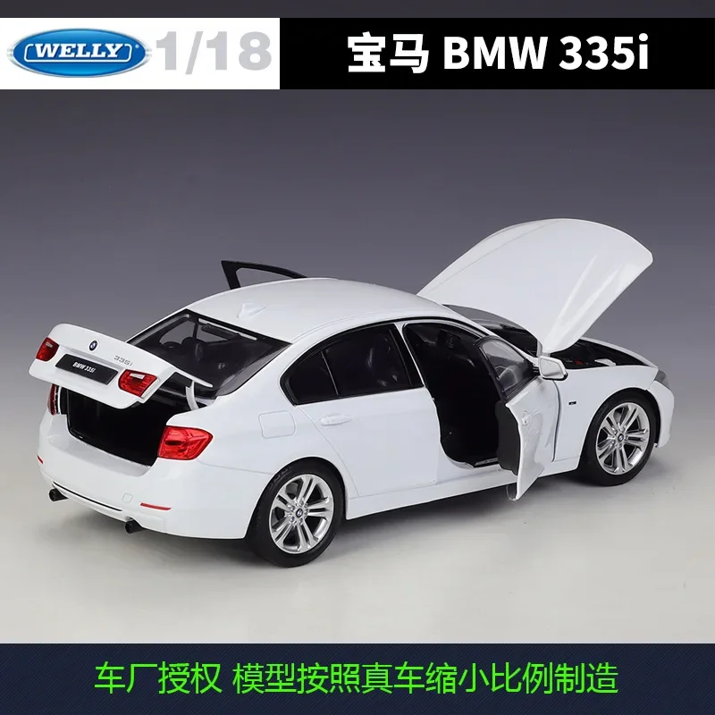 Welly Diecast 1:18 Scale Model Car High Simulator BMW 335i Classic Sports Car Metal Alloy Toy Car Gift Collection