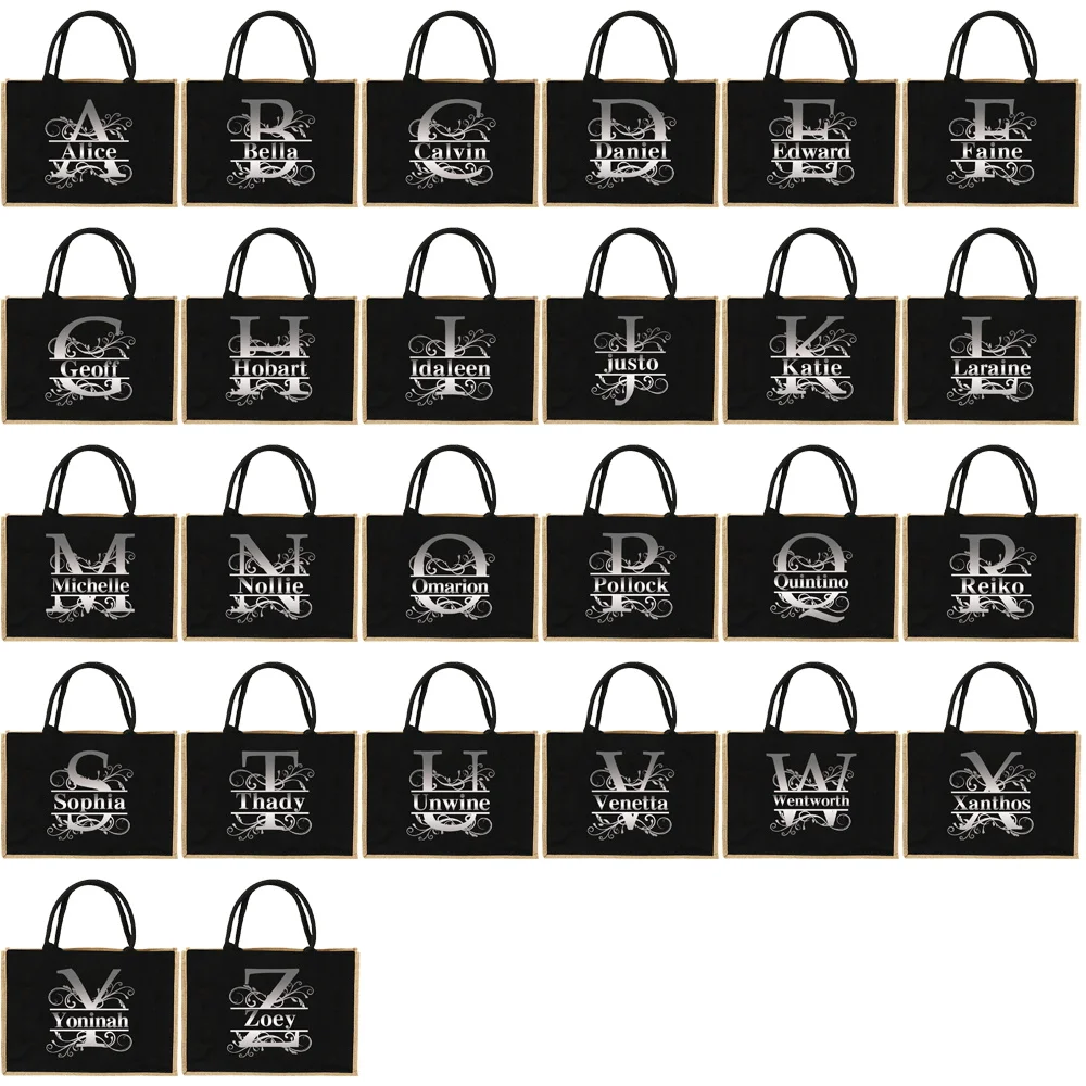 اسم مخصص شخصي صديق للبيئة للمتسوقين حقيبة أزياء عادية سعة كبيرة حقائب التنقل حقيبة يد بسيطة من القطن والكتان