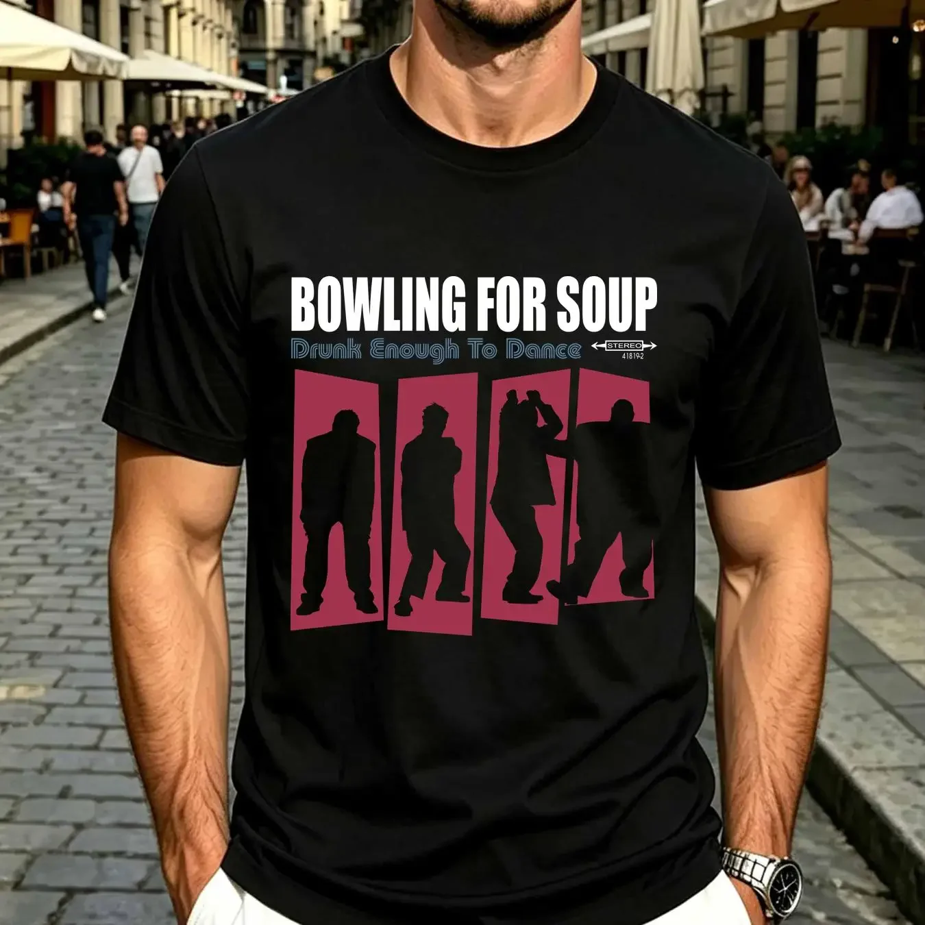 washed T Shirt DRUNK ENOUGH TO DANCE Bowling For Soup Black S 5XL RE432 vintage Washed streetwear Stretched Soft