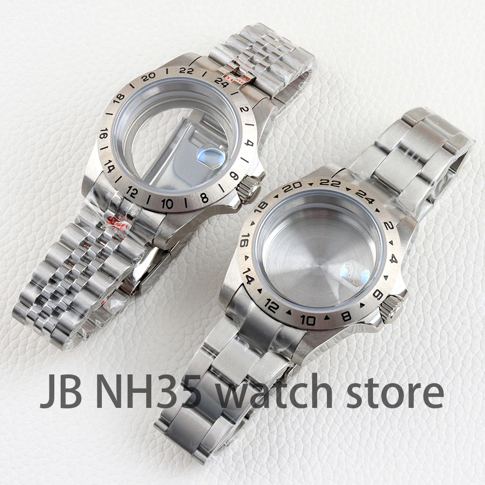 39mm NH35 Case for Explore 2 Case Solid bezel Sapphire fit GMT NH34 NH35 NH36 movement 28.5mm Dial Oyster/Jubilee Steel Bracelet