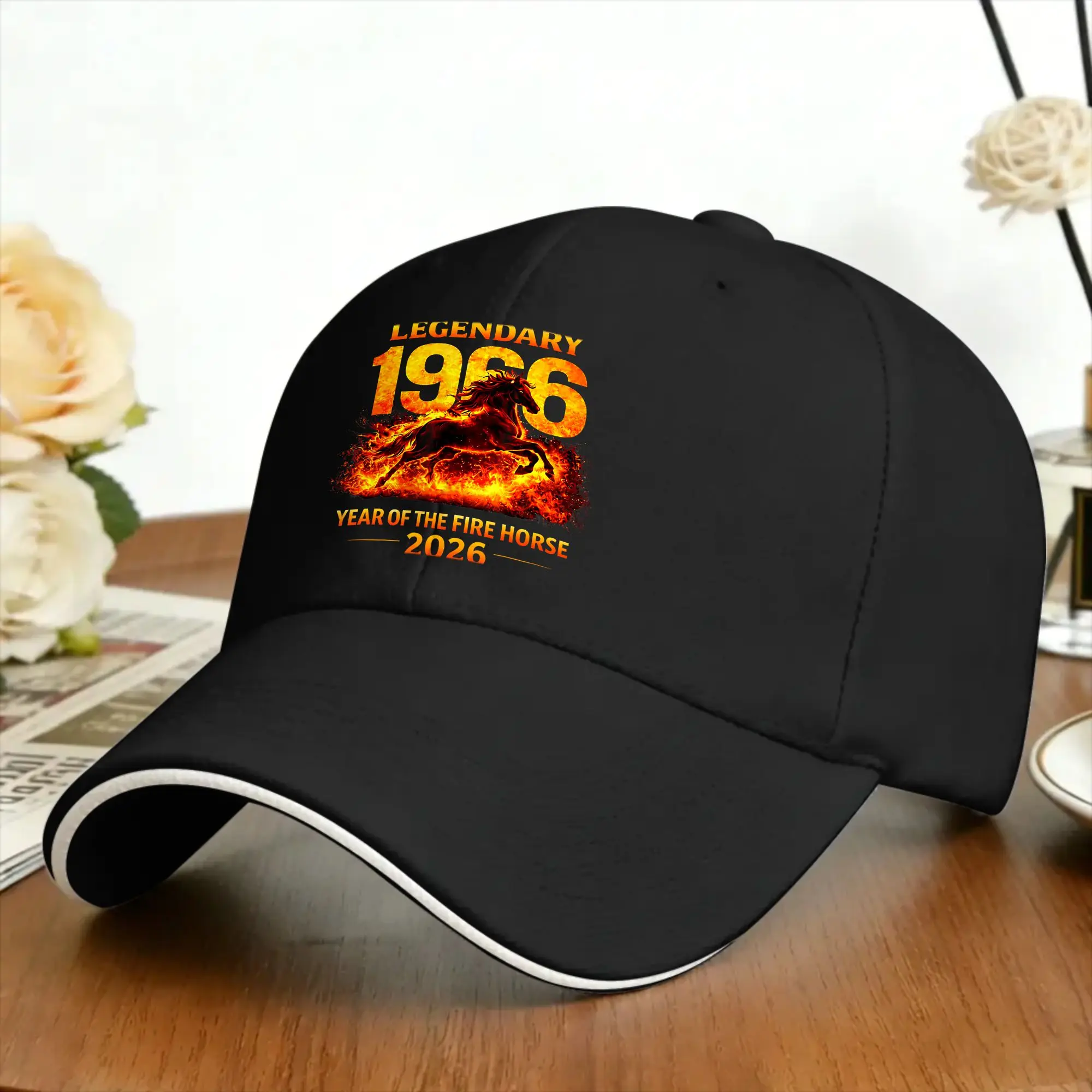 1966 Year of The Fire Horse 60th Birthday Chinese Zodiac Casual Baseball Cap Outdoor Sport Trucker Hat Summer Baseball Caps