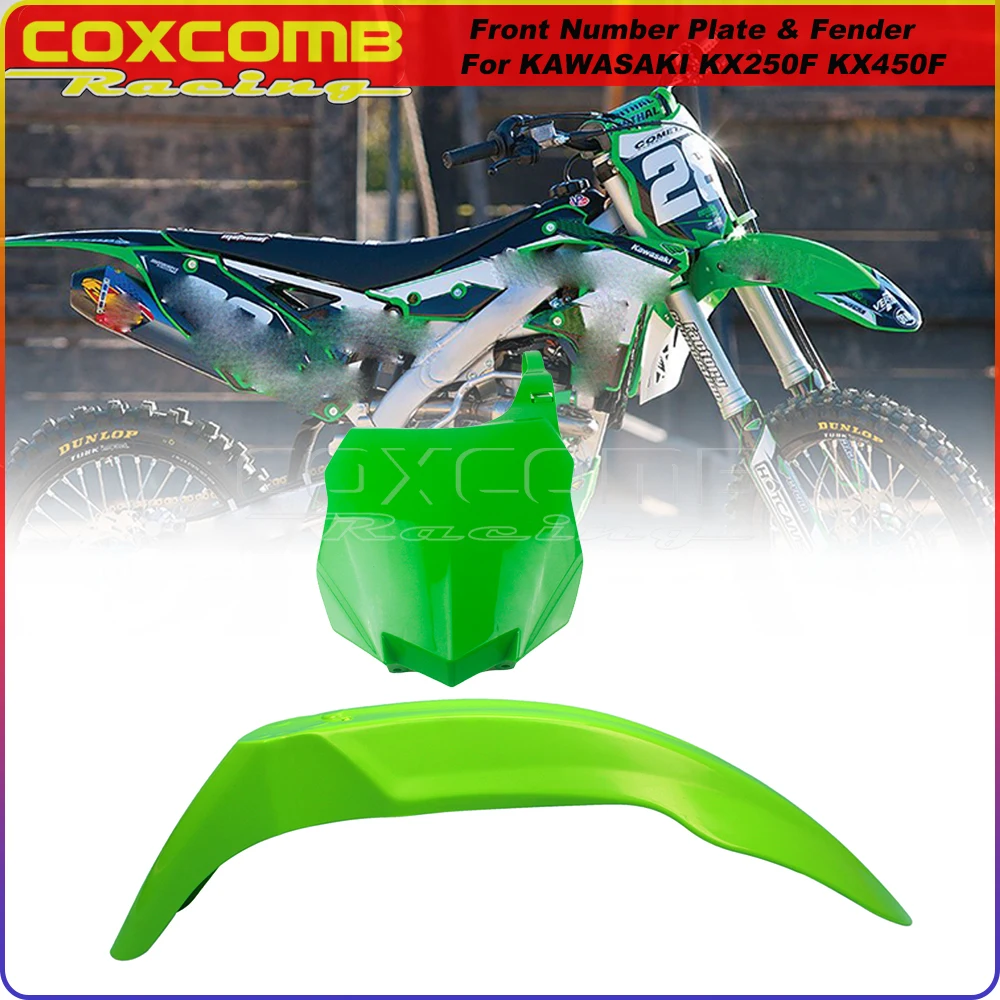 Off Road Motorcycle Front Number Panel Dirt Bike Front Fender Rear Mudguard For Kawasaki KX450F KX250F KX 450F 250F 2013-2016