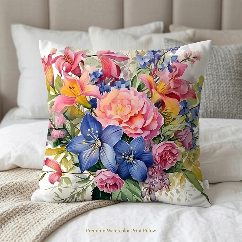 

Ethnic Flower Style Cushion Cover Square Peony Rose Throw Pillow Case Living Room Decor Pillow Covers Decorative Accessories