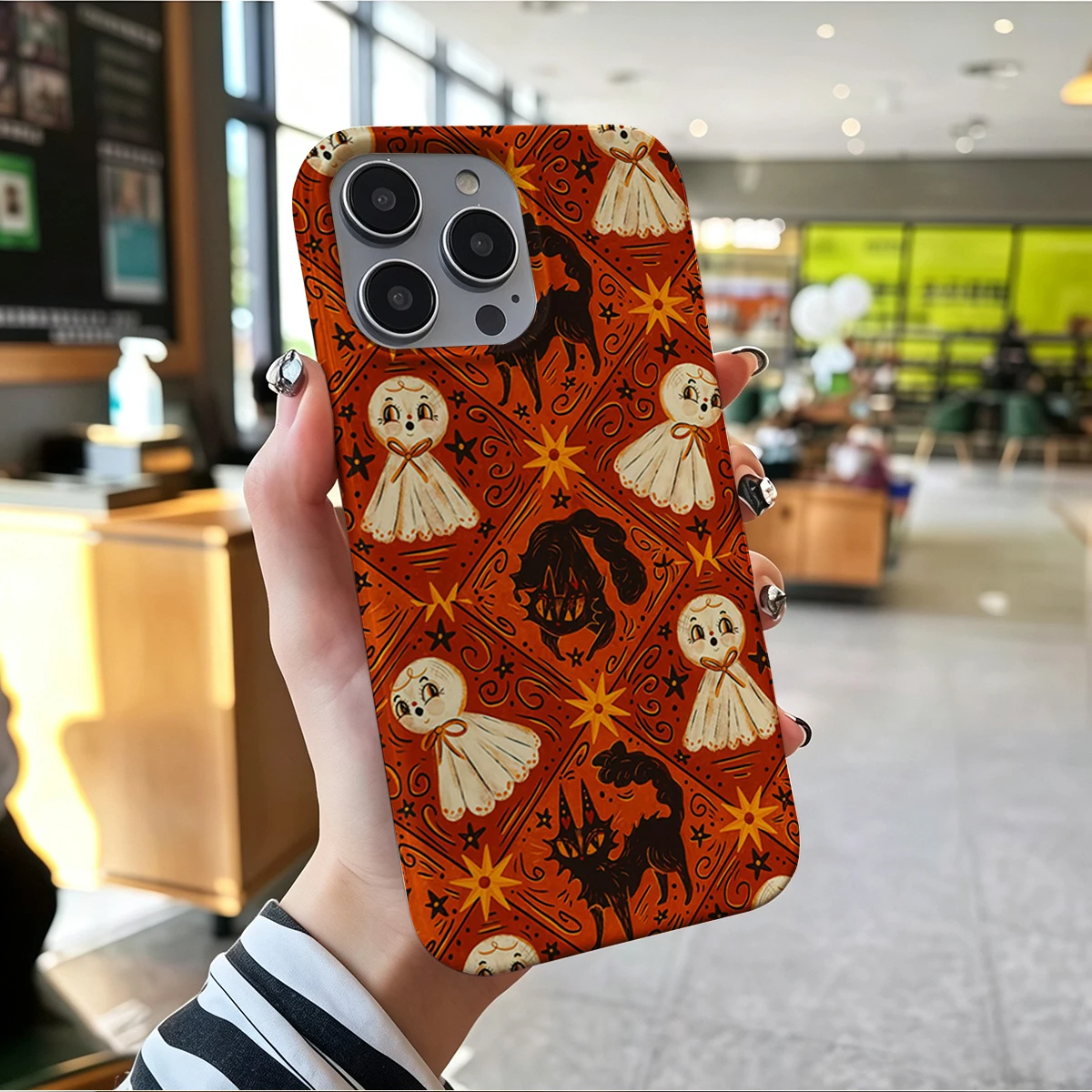Ghost Spells Ins ideStylish Chic Phone Case for iPhone 18 17 16 15 14 13 12 69 Air Pro Max X XS XR Glossy Film Hard PC