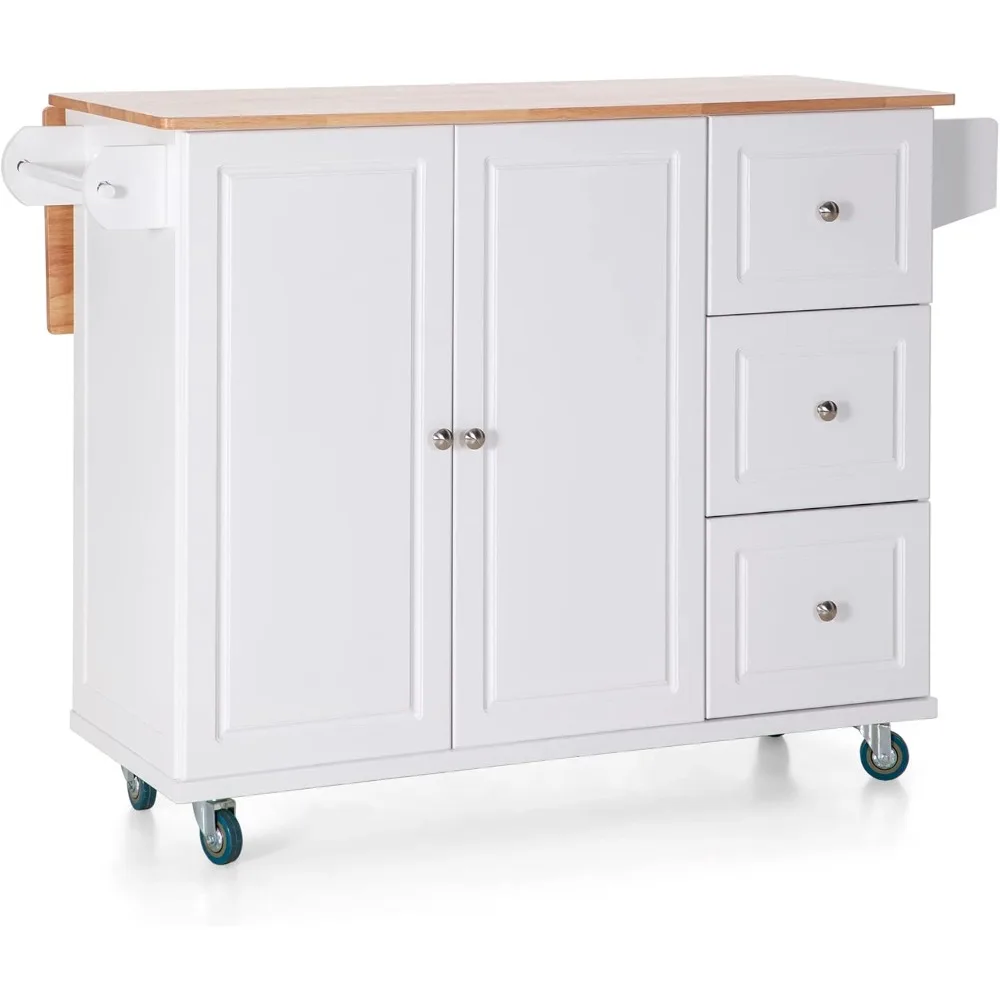 

Тележка Sophia & William Kitchen Island на колесах с откидной спинкой и резиновой столешницей, кухонная тележка на колесиках с 2-дверным хранилищем C