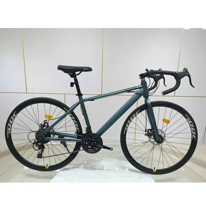 QQA The best-selling men's adult road bike with a high-carbon steel frame, front and rear disc brakes, and narrow tires