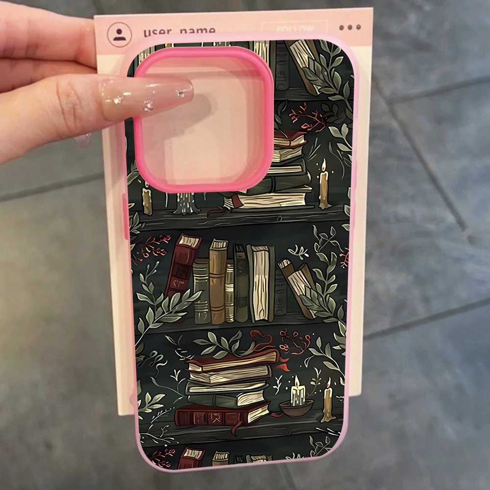 Für Samsung Galaxy A16 A15 A55 A35 A36 A56 S26 S25 S24 Ultra S23 S21 S22Plus Handyhülle mit dunklem Bücherregal-Muster aus Silikon – Detail 8