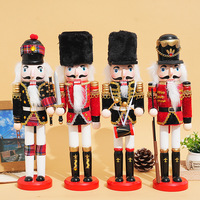 30cm Nutcracker Soldier Puppet Wooden Handicraft Doll Statues Christmas Home Decoration Desktop Ornament New Year Holiday Gifts