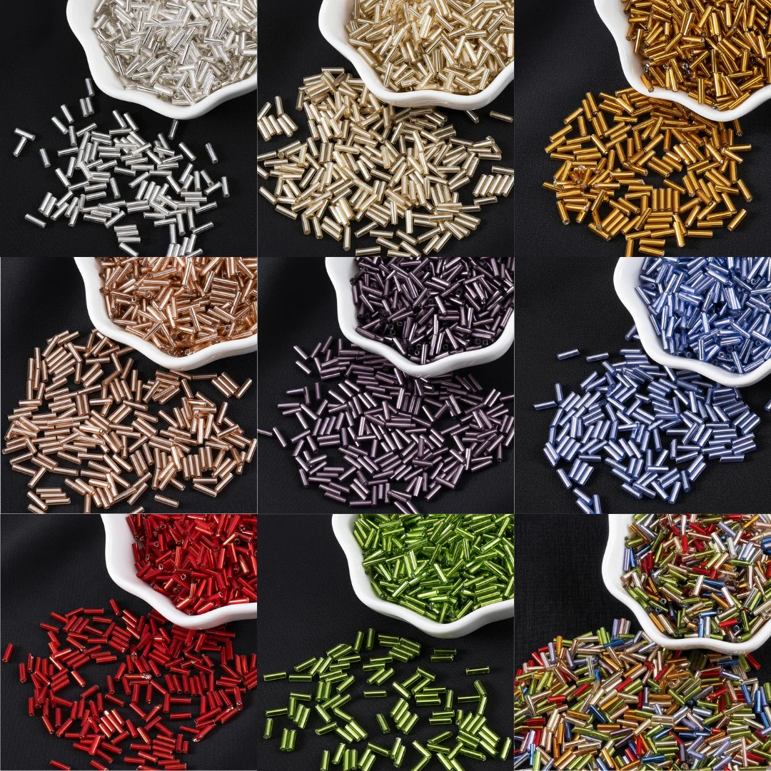 10g Crystal Long Tube Beads Lined Glass Seed Spacer Beads For Bracelet Earrings Jewelry Making DIY Garment Supplies Wholesale