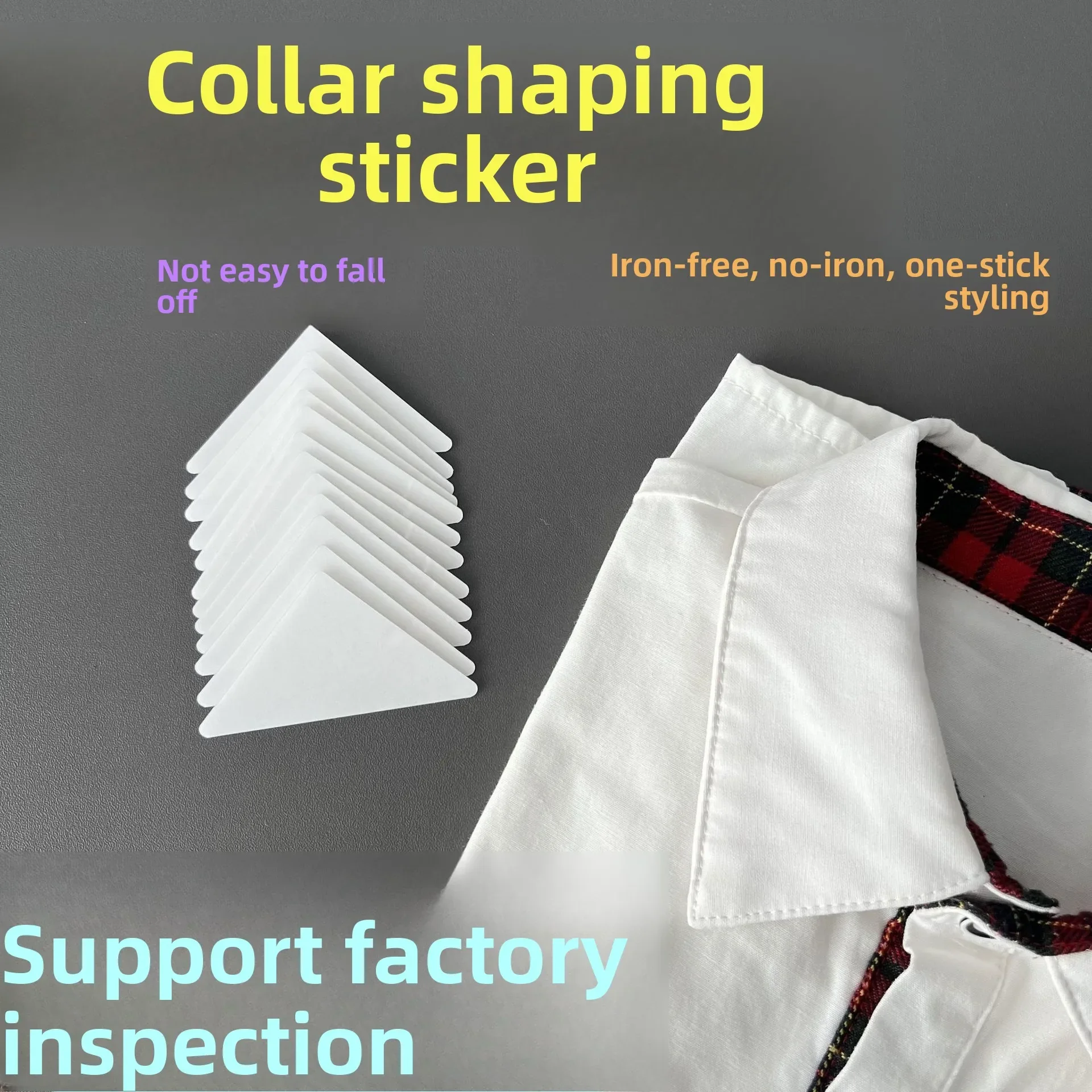 Collar Stay Stickers for Shirt Anti Wrinkle Collar Stiffener Adhesive Iron On Strips for Clothes Collar Shaping