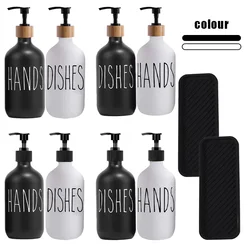 500ml Dish Hands Soap Dispenser Bamboo / Plastic Pump Refillable Bathroom Kitchen Sink Lotion Liquid Bottles Container With Tray