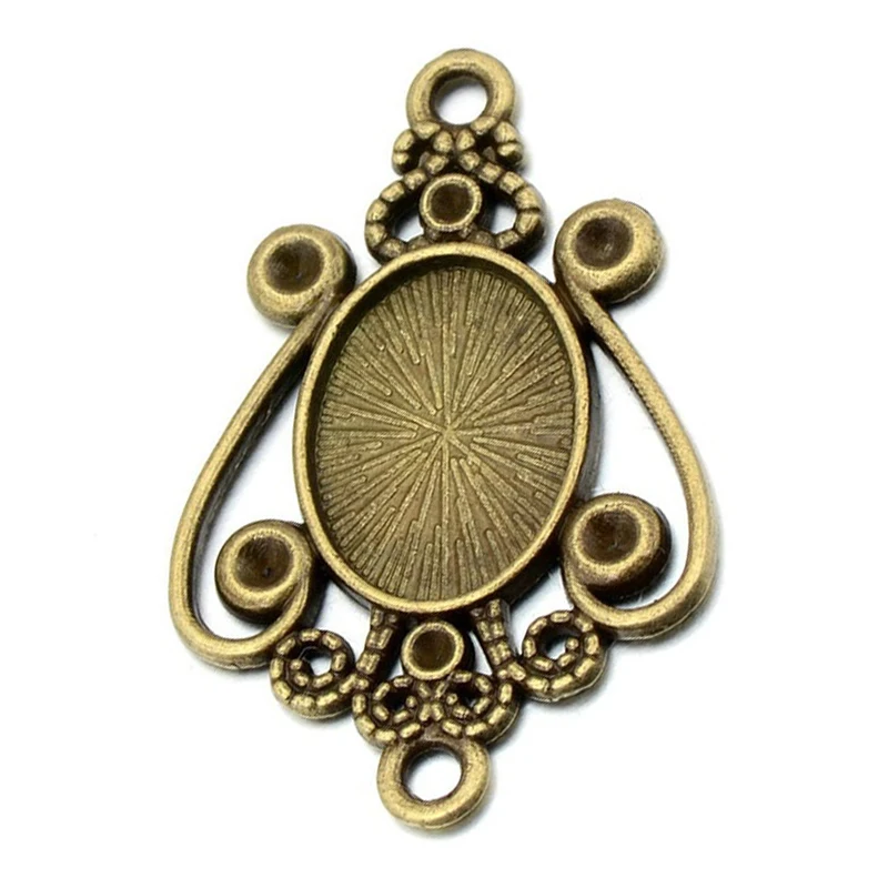 10 sztuk/partia 10x14mm wewnętrzna rozmiar owalne Cabochon baza Fit 10x14mm szklane dla wisiorek naszyjnik DIY akcesoria do wyrobu biżuterii ustalenia — zdjęcie 2
