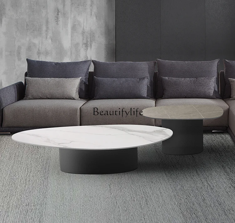 

Italian Light Luxury Imported Stone Plate Coffee Table Modern Minimalist Living Room Creative Stone Plate Coffee Table