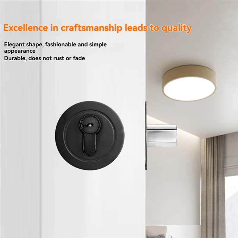 HRBAJ-Serratura per porta invisibile Bullone rotondo con chiave Serratura domestica per interni per porte in legno/ferro Serrature di sicurezza antifurto universali