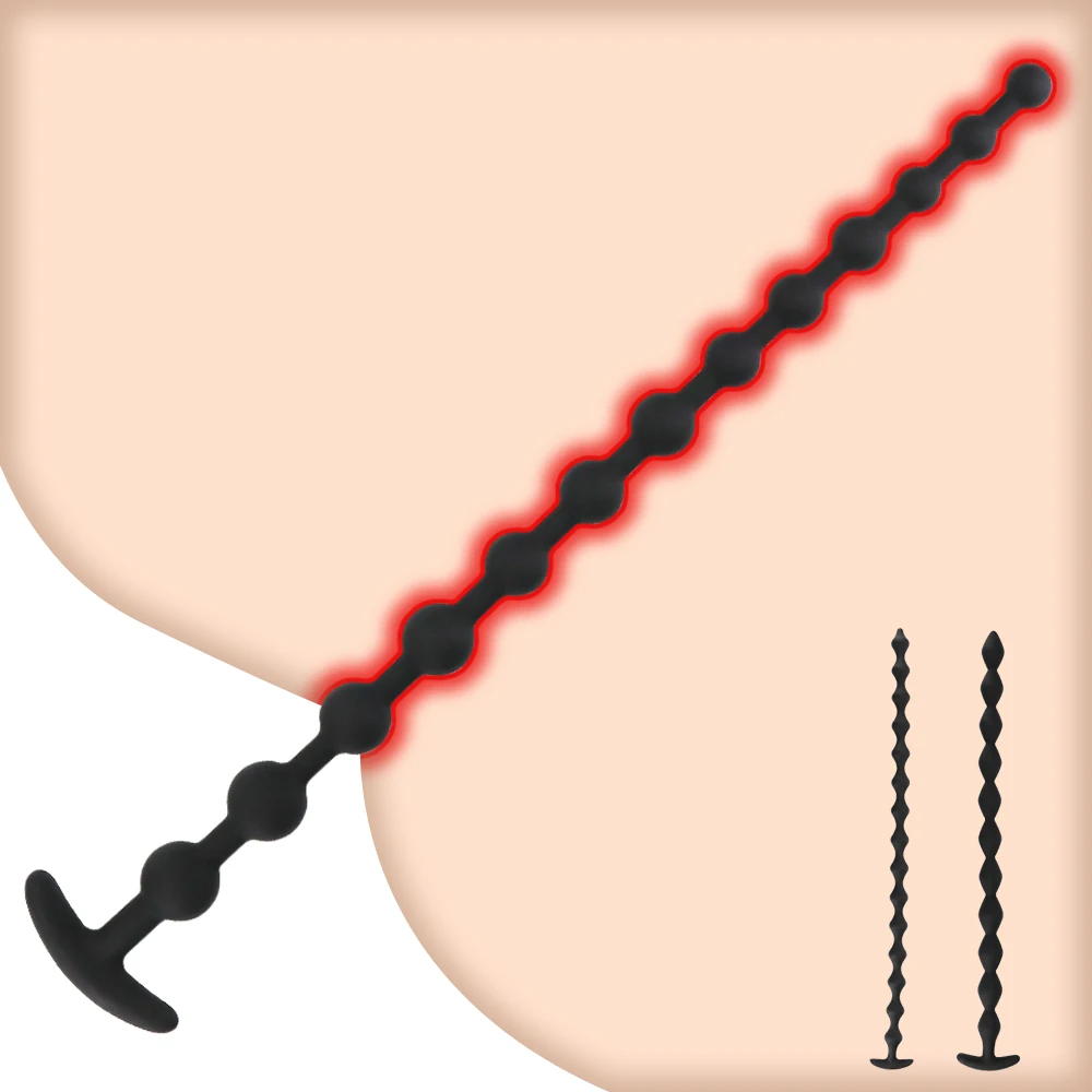 슈퍼 롱 실리콘 엉덩이 플러그 딜도 항문 구슬 섹스 토이, 여성 게이 남성 전립선 마사지, 항문 확장기