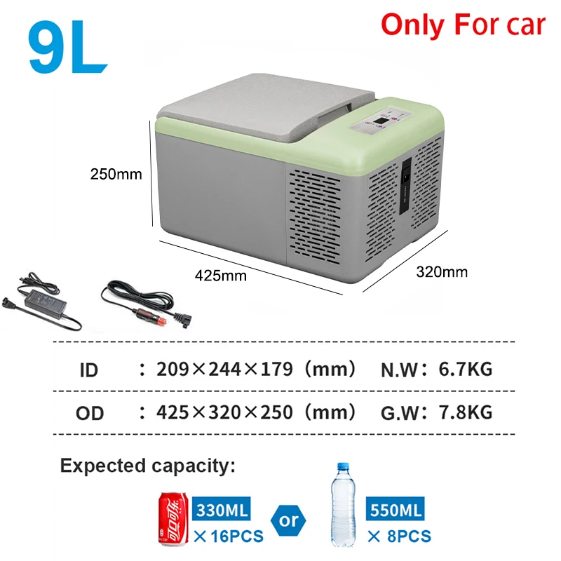 Alpicool 9L Car Refrigerator 12V/24V Portable Mini Fridge 110V-220V Compressor Freezer For Car Home Outdoor Mini Fridge