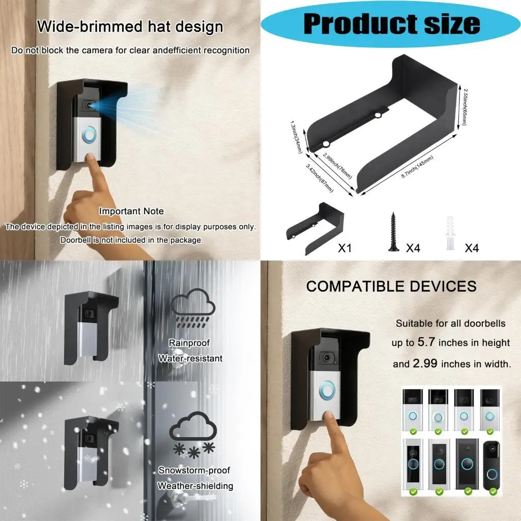 

Стальной всепогодный чехол для дверного звонка. Прочный металлический экран дверного звонка. Простая установка для четкого видео