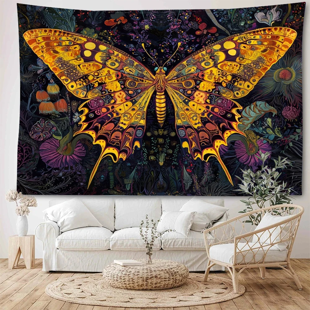 

Psychedelic butterfly colorful butterfly moon background decorative tapestry Bohemian hippie wall decorative tapestry