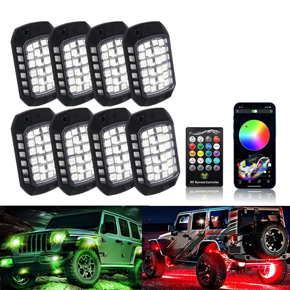 

8in1 Car chassis lights 3D Lens LED Contour Decorative Light RGB Atmosphere light for cross-country SUV ATV Pickup Offroad Truck