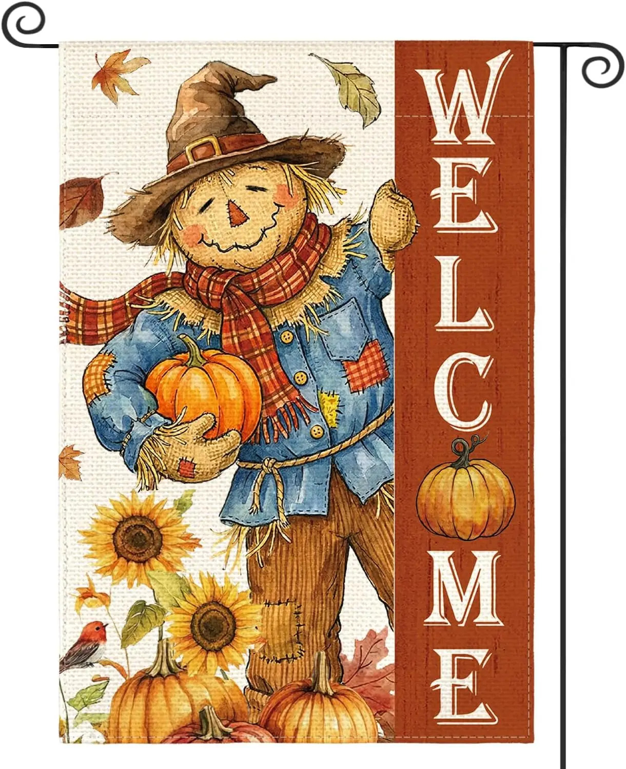 AVOIN colorlife Welcome Scarecrow Fall Garden Flag 12x18 Inch for Outside yyi