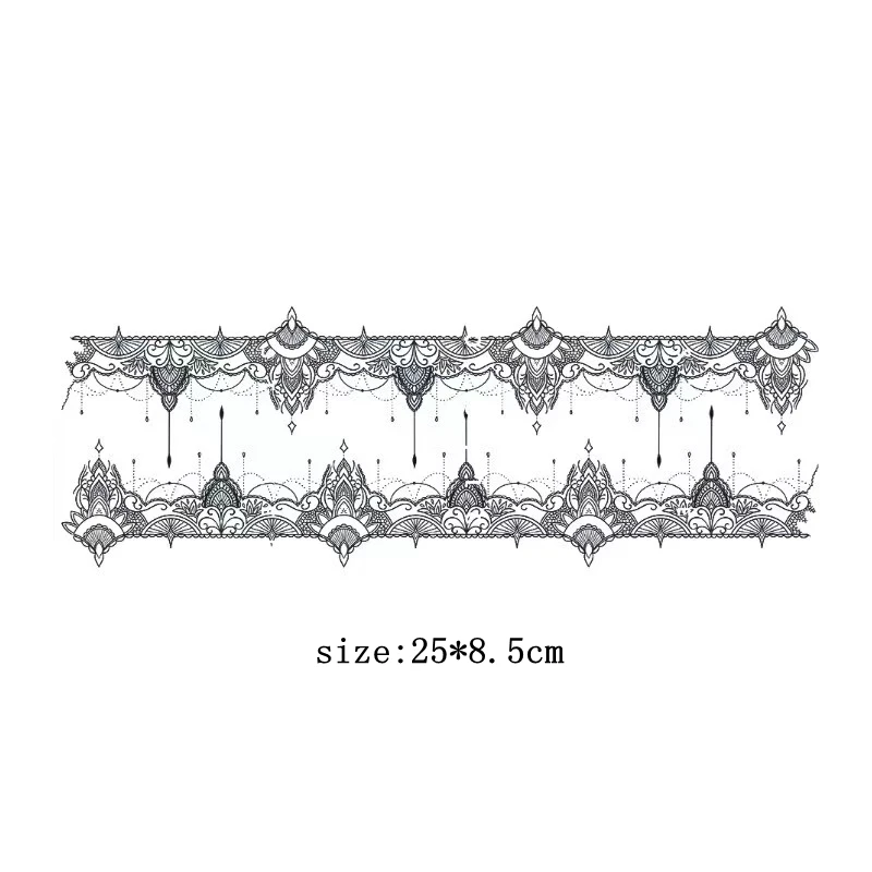 섹시한 레이스 다리 반지 방수 임시 문신 스티커 여성 패션 블랙 아트 가짜 문신 지속적인 문신 Faux Tatouage Femme