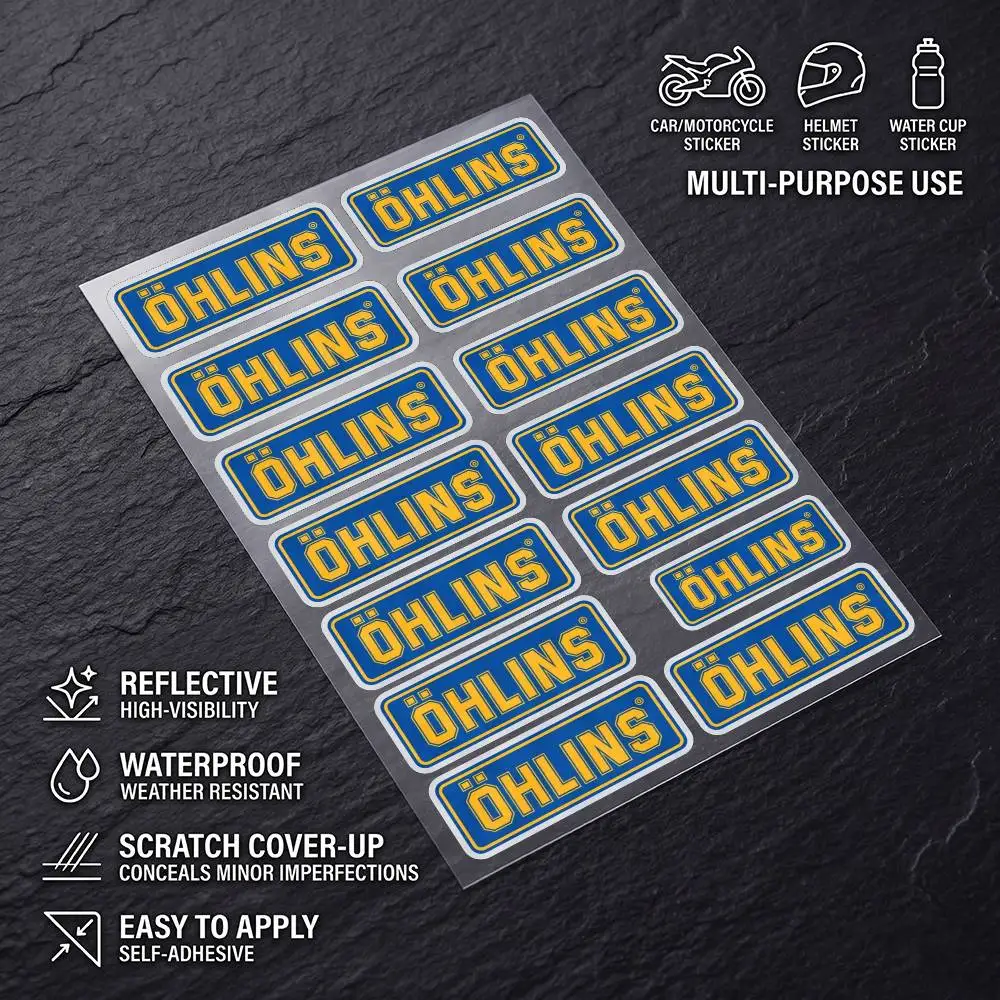OHLINS Multi Scene Waterproof Reflective Scratch Cover Stickers Fit Auto Motorcycle Helmet Refrigerator